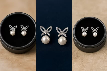 Crystal Petal Pearl Studs