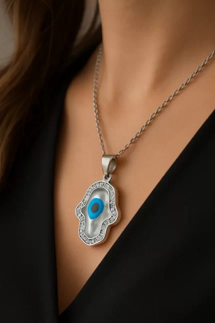 Hamsa Hand Evil Eye Pendant with chain